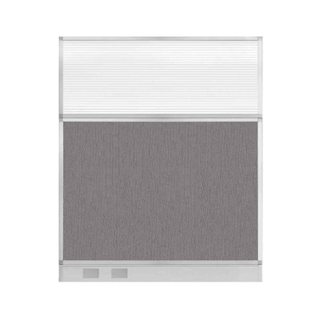 Versare Hush Panel Configurable Cubicle Partition 5' x 6' Slate Fabric Clear Fluted Window w/ Cable Channel 1856417-1